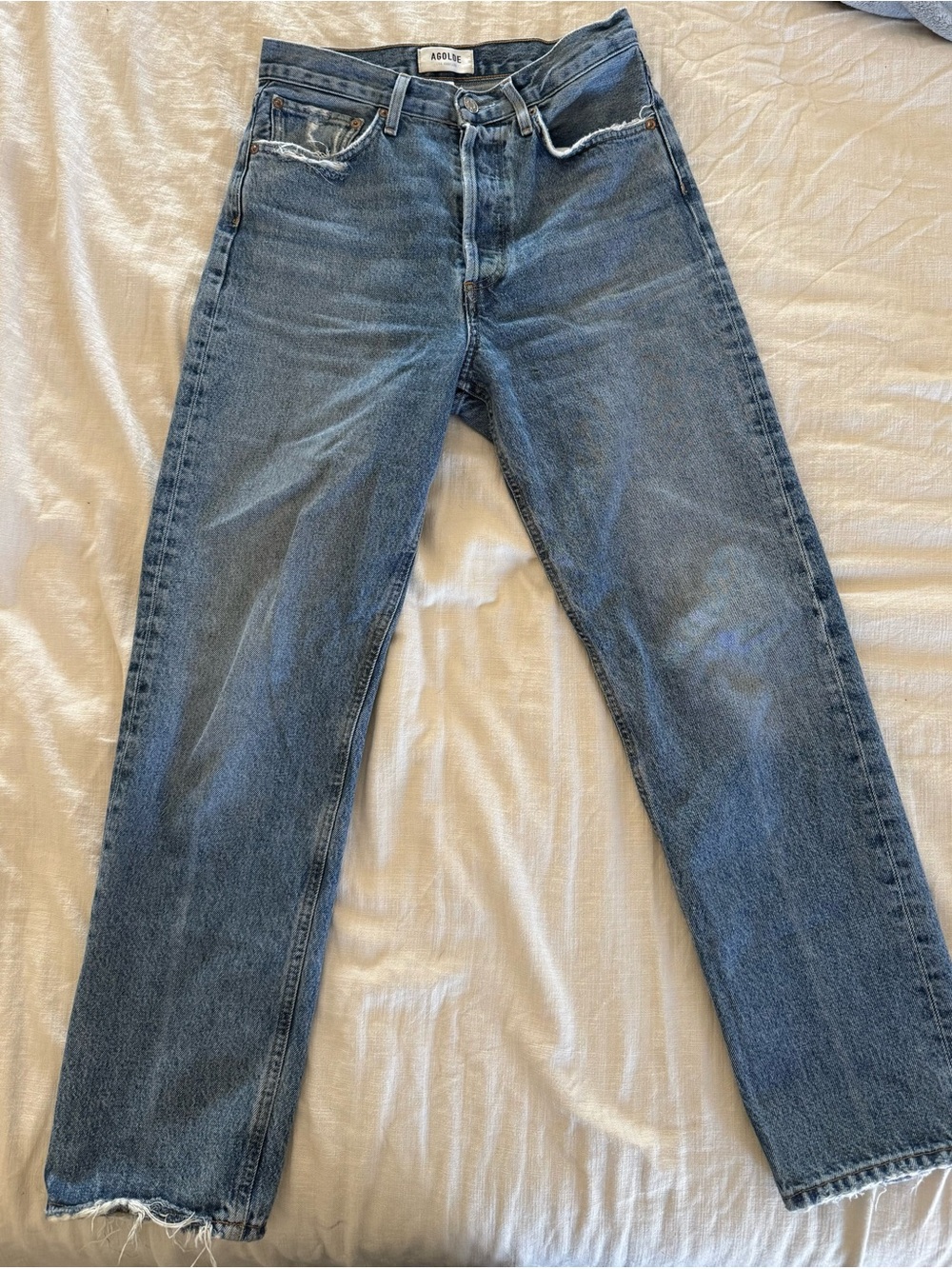 Women’s High Rise AGOLDE Straight Leg Jeans in Blue